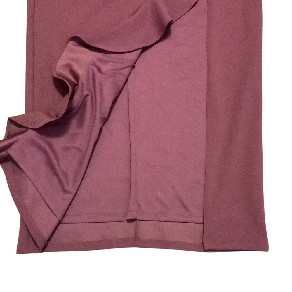 RICKI’S NWT MAUVE STRAPLESS DRESS WITH A CASCADING RUFFLE SLIT/ Size 8 - Picture 8 of 15